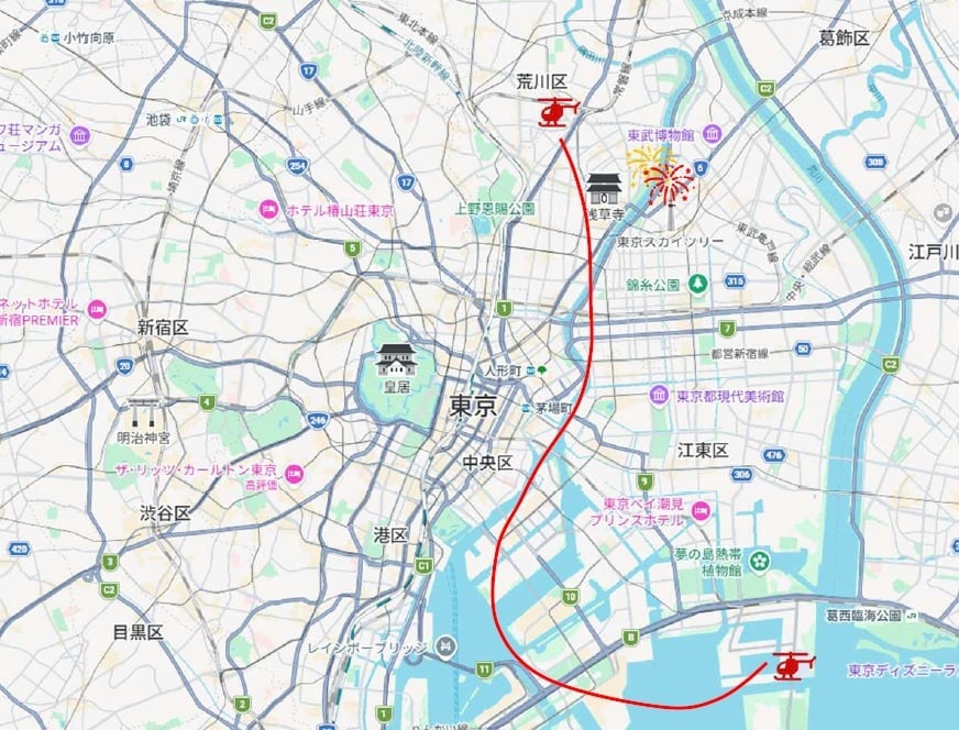 隅田川花火大会ルート